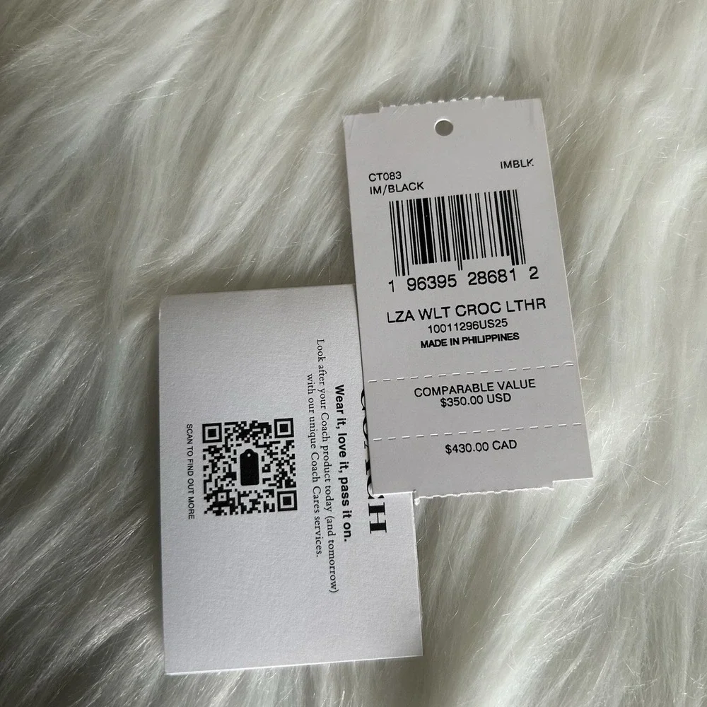 Coach Long Zip Around Wallet Black Croc Embossed Leather CT083 Wristlet NEW - Picture 5 of 6